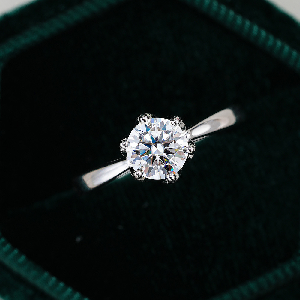 Moissanite Engagement Ring 1 Carat - JoyceJelly Klassieke Moissanite-ring met zes klauwen