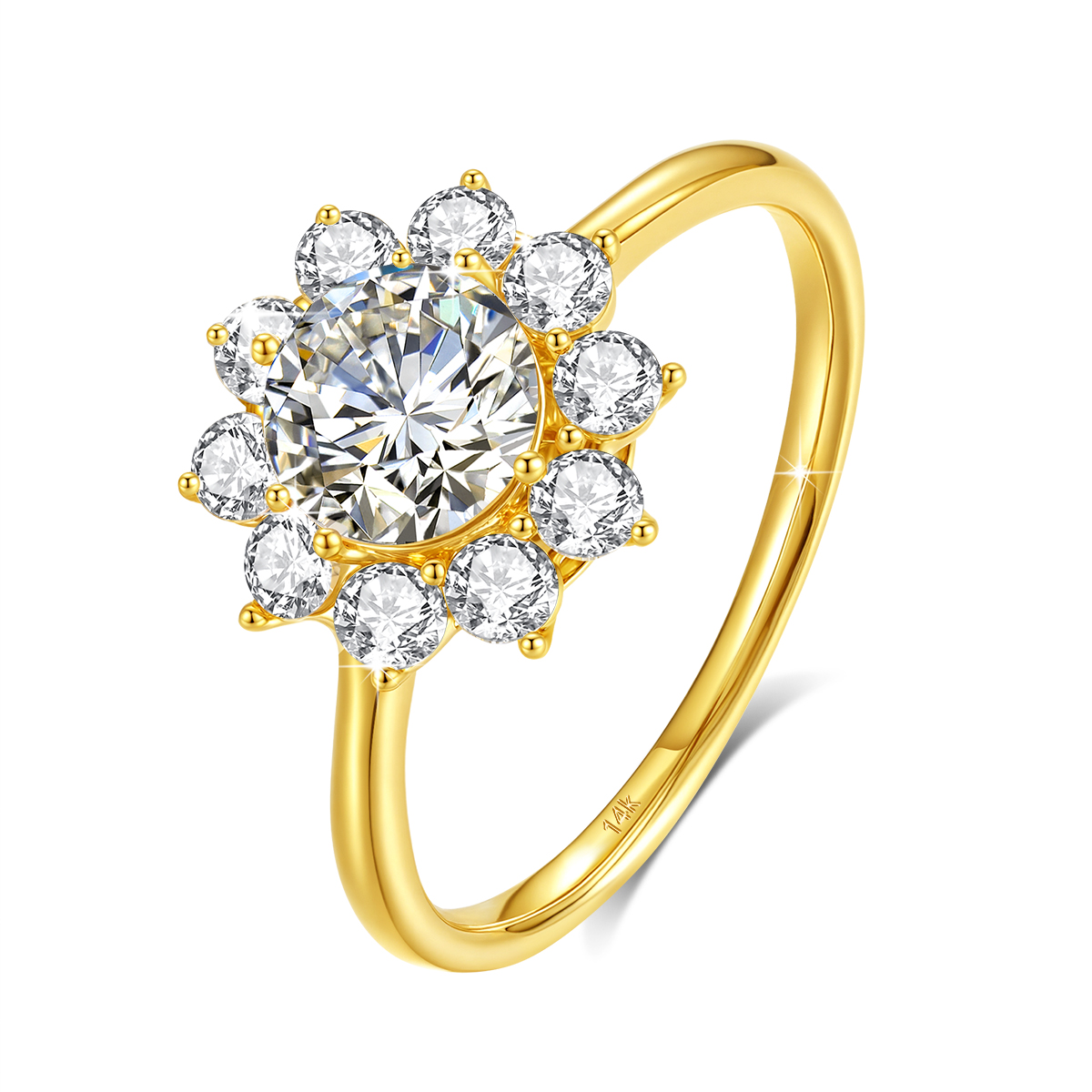 Moissanite Engagement Ring 1 Carat - Szjinao 100% Echt 14k Gouden Bloemenring