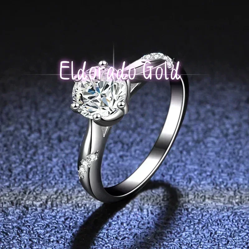 Moissanite Engagement Ring 1 Carat - Eldorado Gold 100% Originele Gecertificeerde PT950