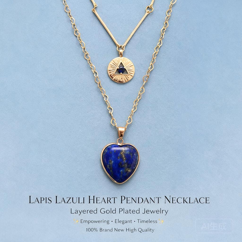 Layered Pendant Necklace Aesthetic - Gelaagde kettingen met natuurlijke edelstenen, hartvormige
