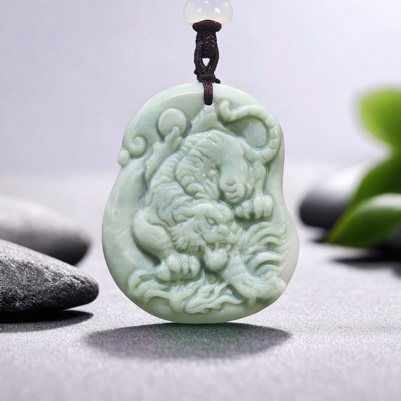 Necklaces - Groene natuurlijke echte jade tijger hanger