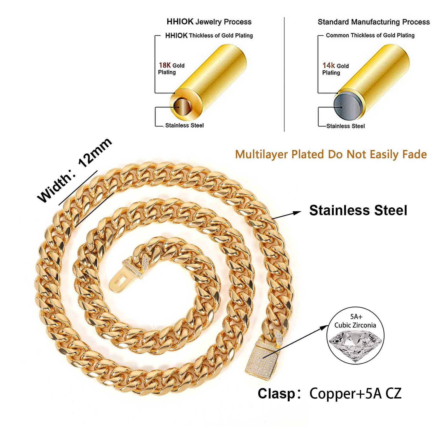 12Mm Miami Mens Cubaanse Schak - Cuban Link Chain 12Mm recensie en prijs