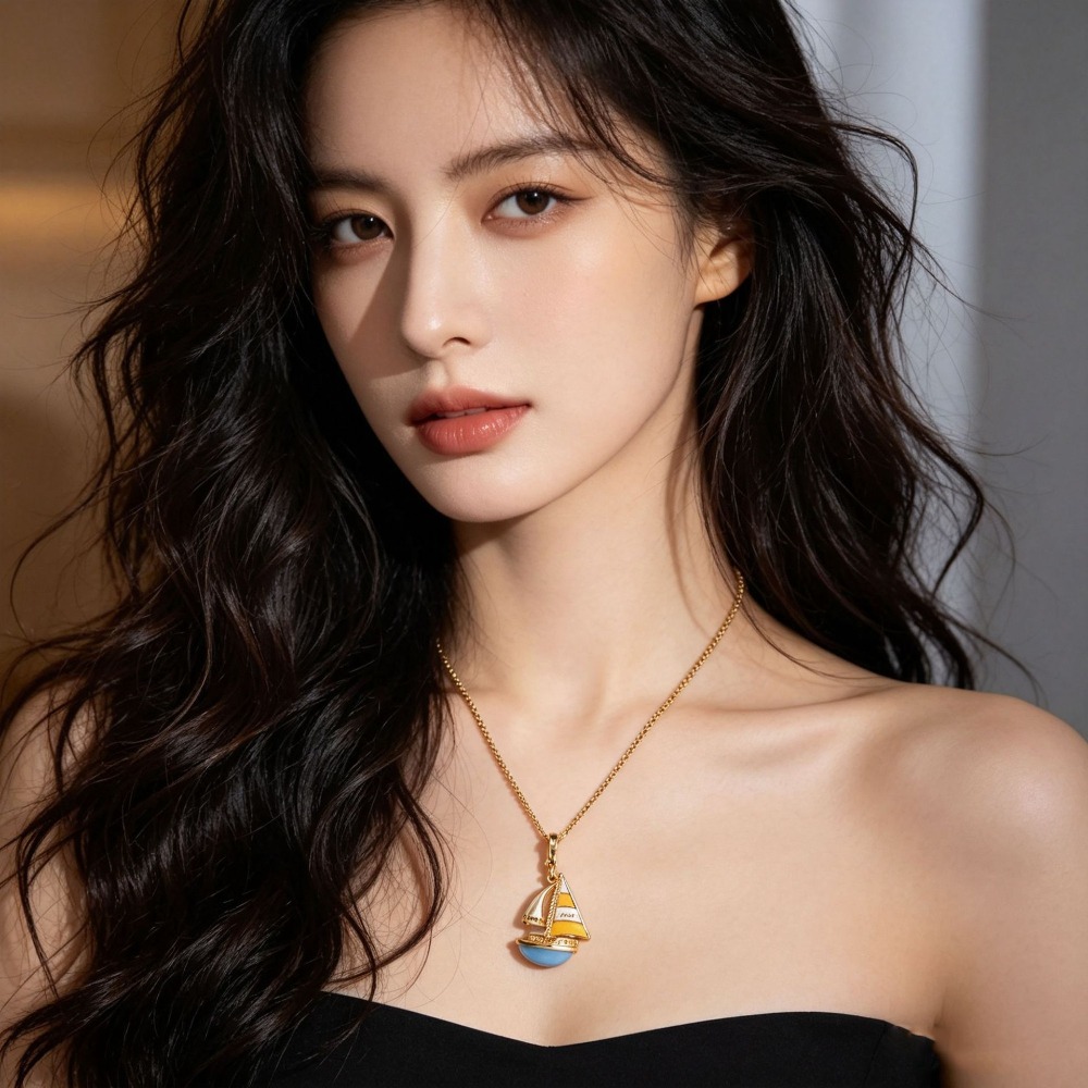 Elegante ketting met een blauw - Initial Letter Necklace 18K Gold recensie en prijs