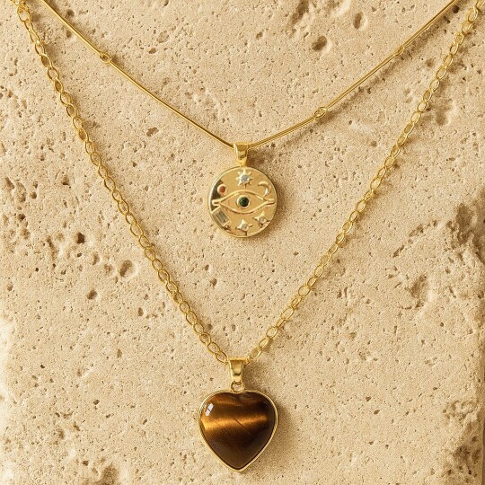 Gelaagde kettingen met natuurl - Layered Pendant Necklace Aesthetic recensie en prijs