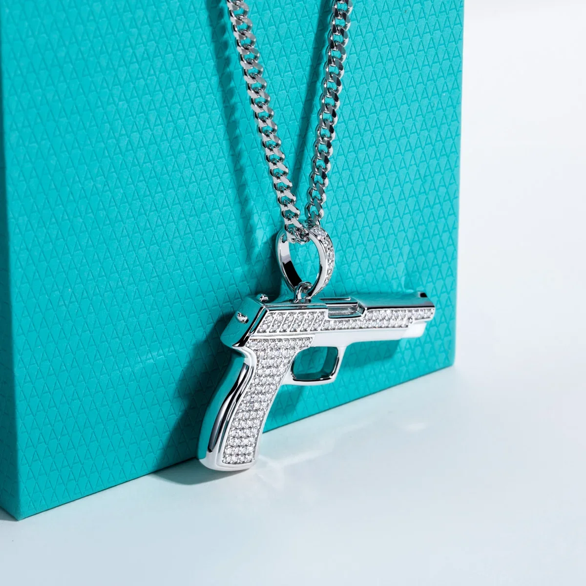 FCGJHW Moissanite Gun Hanger,  - 925 Sterling Silver Chain Necklace Men recensie en prijs